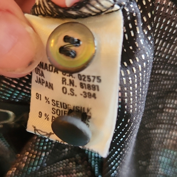 Escada By Margaretha Ley Vintage Silk Black Silver Metallic Women's Blouse Sz 34 - Picture 9 of 9